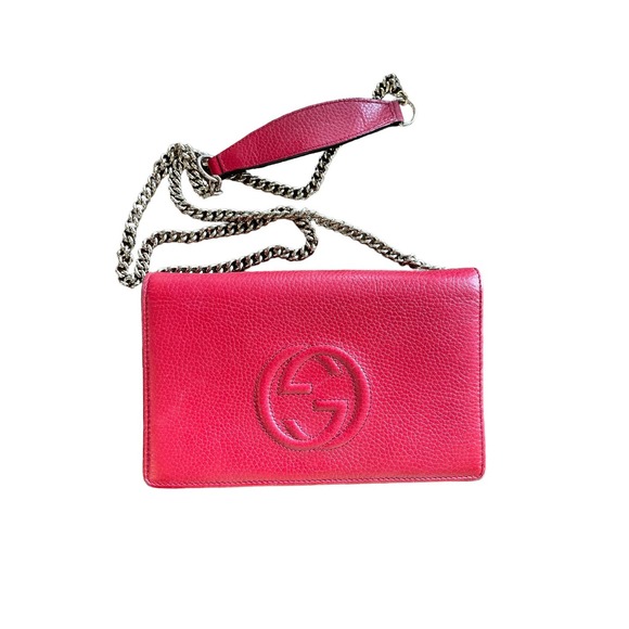 Gucci Handbags - Gucci Soho Disco Wallet on a Chain Red